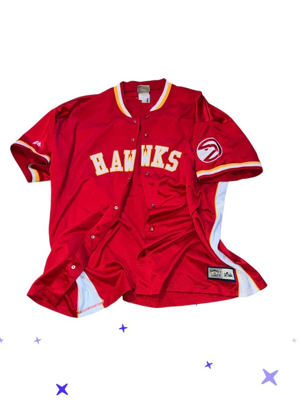 Majestic hardwood classics Atlanta Hawks warm up baseball jersey